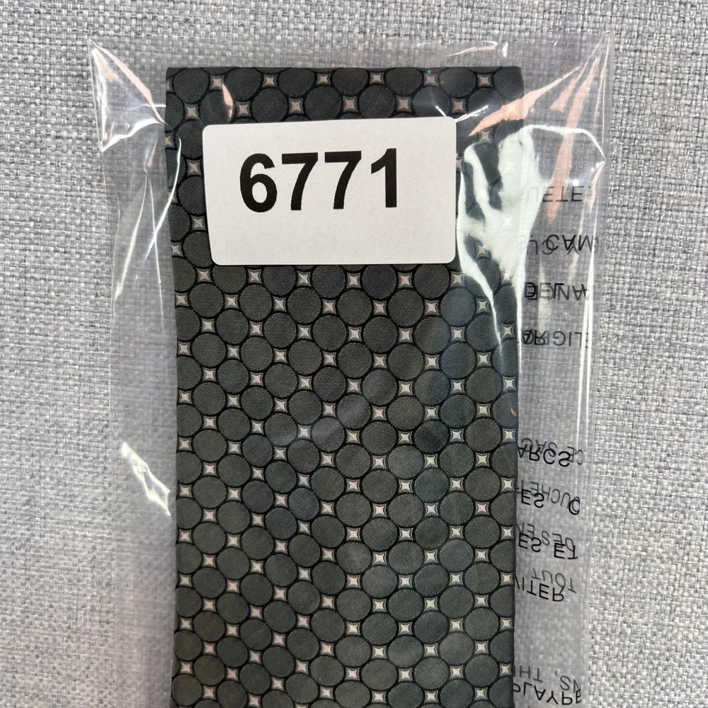 VTG Y2K Tommy Hilfiger Silk Geometric Dot Tie Men Silver Green Minimalist Formal